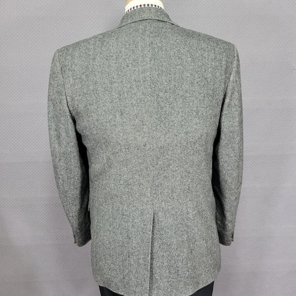 Robert Stock Men's Tweed Sport Coat Blazer Two Button‎ Herringbone Gray Size 40R